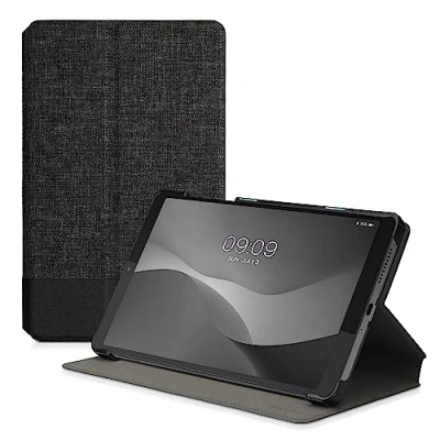Abbildung von kwmobile Schutzhülle kompatibel mit Lenovo Tab M8 (Gen 4) Hülle Slim Tablet Cover Case Ständer Anthrazit Schwarz