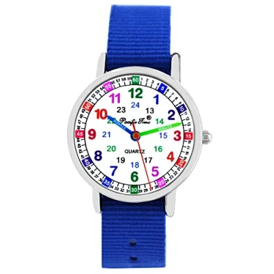 Abbildung von Pacific Time Kinder Armbanduhr Mädchen Jungen Uhr Kids Lernuhr Royalblau Textil Wechselarmband analog Quarz 10911