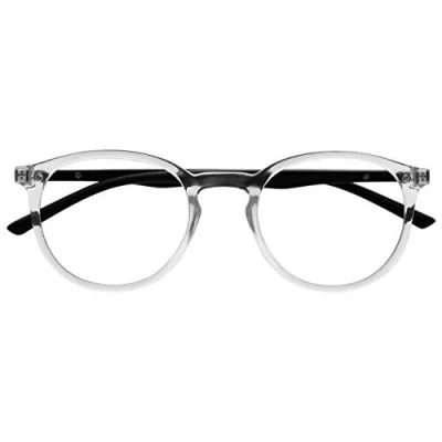 Abbildung von OPULIZE Met Brille Blaulichtfilter Schlank Runder Rahmen Federscharniere Verbessert Schlaf Computerbrille Gaming Entspiege Transparent Herren Damen B60 C +0.00