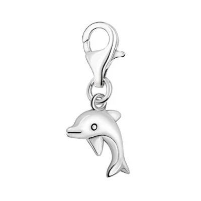 Abbildung von Quiges Charm Anhänger 3D Ozean Delphin 925 Silber mit Karabinerverschluss für Bettelarmband