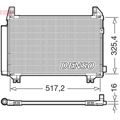 Abbildung von DENSO DCN50107 Klimakondensator mit Trockner 498x325x16 R 134a TOYOTA: Yaris II Hatchback, Auris Hatchback