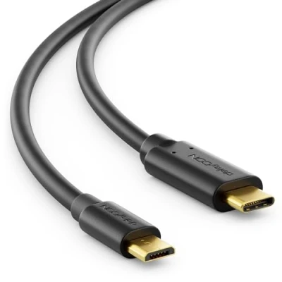 Abbildung von deleyCON 0,5m USB C auf Micro Ladekabel &amp; Datenkabel von Kompatibel für Handy Smartphone Tablet mit Buchse Oder Ladeadapter Notebook Schwarz