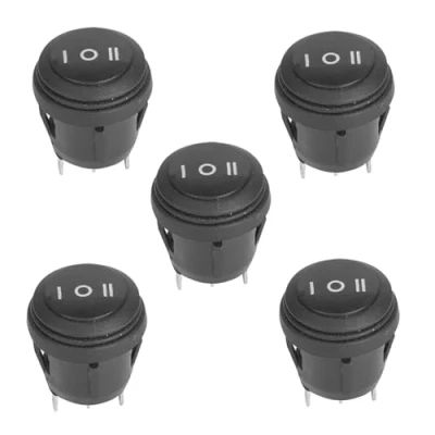 Abbildung von Wippschalter, 5 Stück SPST Snap In EIN/AUS/EIN 3 polig Positionen Rundschnappschalter 10A / 125V 6A 250V Wasserdichter Mini Bootswippschalter für Auto/Boot
