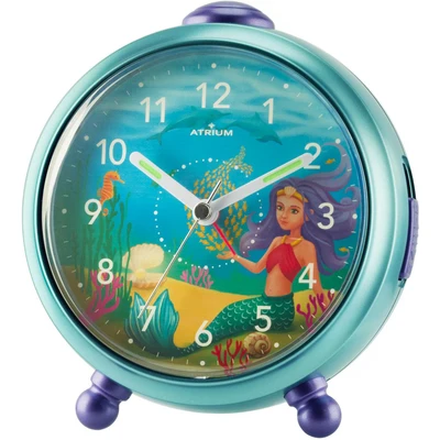 Abbildung von Atrium Kinderwecker Mädchen Nelly Meerjungfrau Türkis Lila Analog Quarz ohne Ticken mit Licht und Snooze A932 13