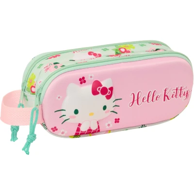 Abbildung von Safta Hello Kitty 3D Federmäppchen für Kinder, ideal Kinder im Schulalter, bequem und vielseitig, Qualität Widerstandsfähigkeit, 21 x 6 8 cm, Rosa/grün, Estándar, Lässig