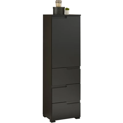 Abbildung von SPICE Hohe Badezimmer Kommode mit Schubladen in Schwarz matt Badezimmerschank Bad Schrank viel Stauraum 40 x 134 32 cm (B/H/T)