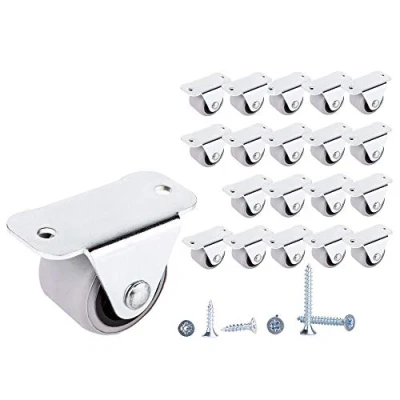 Abbildung von (20er Pack) 30 mm Gummirad nicht schwenkbar weich Rollen Metall Mit Platte Schrauben Möbel Gerät &amp; Ausrüstung Kleine Mini Set (20, ⌀ / 40 kg)