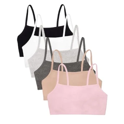 Abbildung von Fruit of the Loom Damen Spaghettiträgern, Baumwolle, Vorteilspack Sport BH, Blickdicht, Sand/Weiß/Heather Grey/Schwarz/Blushing Rose/Anthrazit, 75 (6er Pack)