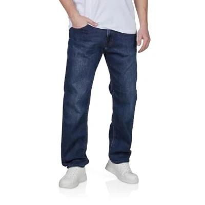 Abbildung von JACK &amp; JONES Jeans Herren Stretch lang Straight Fit JJICLARK Jeanshose Hose Denim, Länge:34L, Farbe:Black/Blue (CB 146), Weite:32W