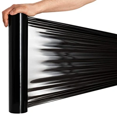Abbildung von RAGO® Stretchfolie Schwarz folie für möbel 1 Stück 130m Hand rollen I Palettenfolie Handfolie Wickelfolie Verpackungsmaterial (7,5 x 7,5 40 cm) 0,9 kg Länge