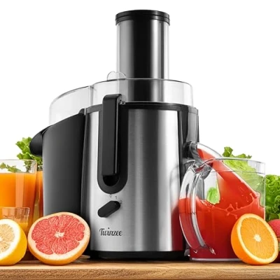 Abbildung von Twinzee Entsafter Gemüse und Obst 850 W Saftpresse Elektrisch mit 2 Geschwindigkeitsstufen, Großer Einfüllschacht (75 mm) Juicer Machine