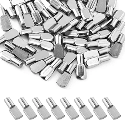 Abbildung von CZ Store Bodenträger 5 mm Ø100 Stk.✮LEBENSLANGE GARANTIE✮ Flache, löffelförmige Regalträger, vernickelte Metallstifte für Kleiderschrank, Schrank, Garderobe, Regal mit Aufbewahrungsbox