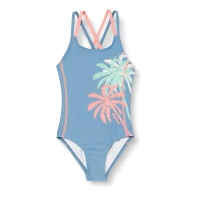 Abbildung von Playshoes Mädchen UV Schutz Badeanzug Schwimmanzug Badebekleidung, Palmen, 158/164