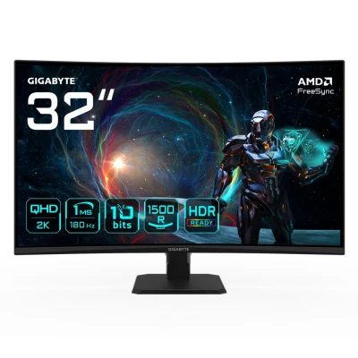 Abbildung von Gigabyte GS32QCA 31,5&quot; QHD Curved Gaming Monitor 2560 x 1440, 180Hz, 1ms, 250 cd/m², FreeSync, HDR Ready, HDMI 2.0, Displayport 1.4