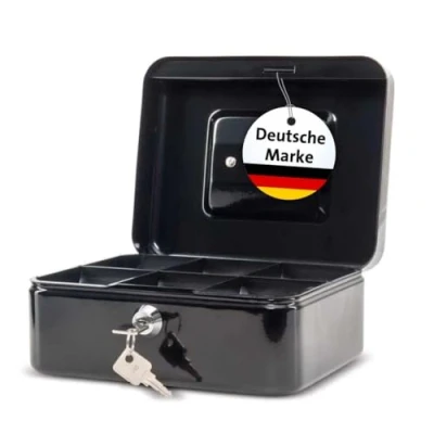Abbildung von MAUL Geldkassette aus Stahl 20x17x9cm abschließbar Münzgeld Einsatz herausnehmbar Kasse mit 2 Schlüsseln Ideal als Spardose, Geldtasche, Tresor, klein Schwarz