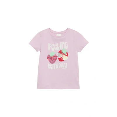 Abbildung von Jersey T Shirt im Loose Fit mit Effektprint rosa 140