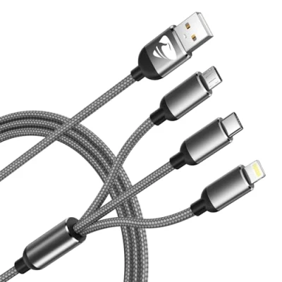 Abbildung von Multi USB Kabel, Universal Ladekabel [1.2M] Nylon 3 in 1 Mehrfach mit Micro USB, Lightning Kabel iPhone Schnellladekabel, Typ C für Samsung Galaxy, iPhone, Redmi, Android, Kindle