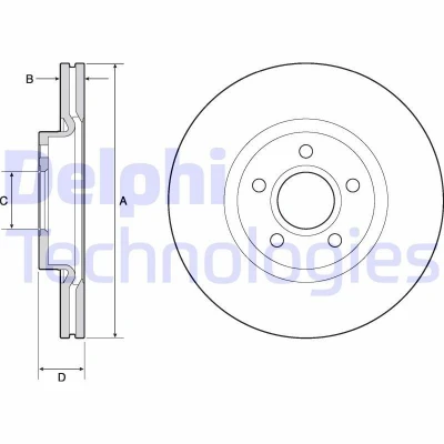 Abbildung von DELPHI BG4676C Bremsscheibe 300 25 5 Belüftet beschichtet unbehandelt ohne Radlager, ABS Sensorring VOLVO: V40 Hatchback