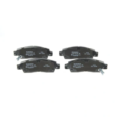 Abbildung von BOSCH 0 986 494 858 Bremsbelagsatz Low Metallic mit akustischer Verschleißwarnung Anti Quietsch Blech