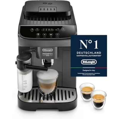 Abbildung von De&#039;Longhi Magnifica Evo ECAM292.52.GB, Kaffeevollautomat mit Milchsystem, 4 Direktwahltasten für Cappuccino, Espresso und weitere Getränke, intuitives Bedienfeld, 2 Tassen Funktion, Schwarz