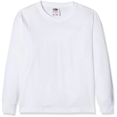 Abbildung von Fruit of the loom Jungen Valueweight Long Sleeve T Kids Langarmshirt, Weiß (White 000), 164 (Herstellergröße: 14 15)