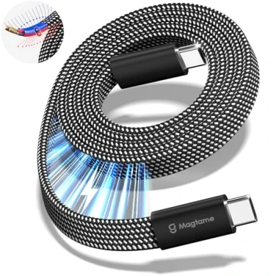Abbildung von Magtame USB C Kabel, 240W magnetisches auf Kabel 5ft/1.5M, 5A Nylon Geflochtene Schnellladeart für Samsung S22 Gerät