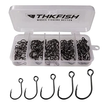 Abbildung von THKFISH 50stk/100stk/box Inline Angelhaken Kaufen mit öse Angel Haken Set Spinner Einzelhaken #2#1 1/0 2/0 3/0 Schwarz