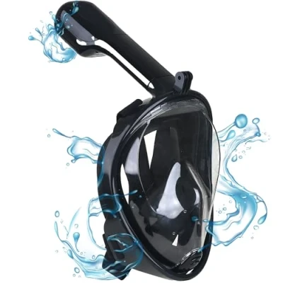 Abbildung von Gadgy® Vollgesichts Schnorchelmaske mit Kamerahalterung, 180 Grad Panoramablick, auslaufsichere Tauchmaske für Erwachsene, Anti Beschlag Maske Schnorchel, schwarz, L/XL