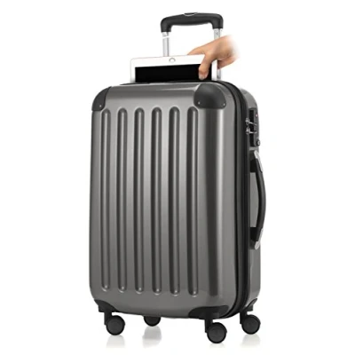 Abbildung von Alex Handgepäck mit Laptopfach Hartschalen Trolley Roll Reisekoffer 4 Doppel Rollen, 55 cm, 42 L, Titan