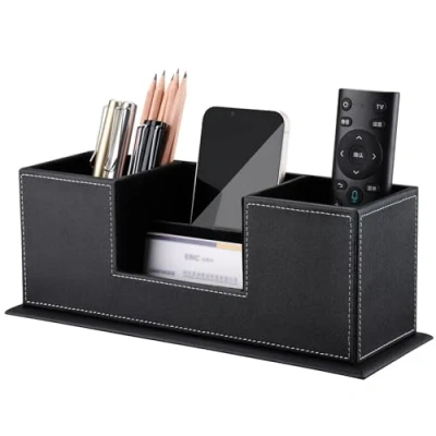 Abbildung von KINGFOM Schreibtisch Organisation Multifunktionale Stiftehalter Stiftebox Stifteköcher (Schwarz)