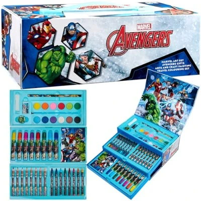 Abbildung von Marvel Malkoffer Kinder Spiderman Avengers Malset Jungen und Mädchen für Bastelset Art Set (Mehrfarbig Avengers)