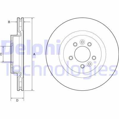 Abbildung von DELPHI BG9204C Bremsscheibe 360 30 5 Belüftet beschichtet hochgekohlt ohne Radlager, ABS Sensorring LAND ROVER: Range Rover 4, Sport