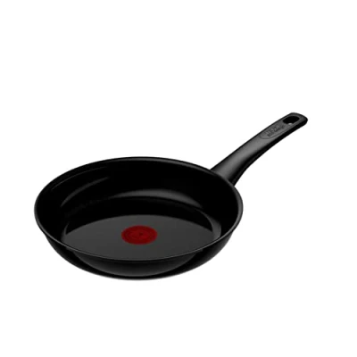 Abbildung von Tefal C43504 Renew On Black Bratpfanne 24 cm Keramikversiegelung umweltfreundlich recycelt Thermo Signal für alle Herdarten Induktion Unbedenklich Schwarz