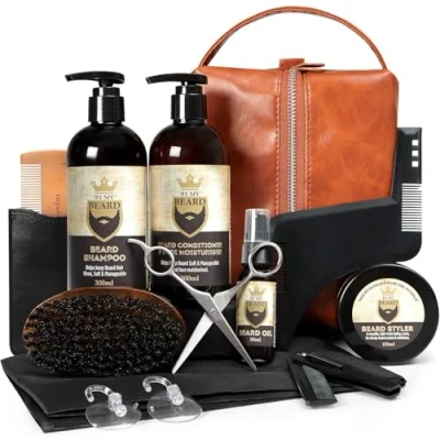 Abbildung von Bartpflegeset für Männer Beard Growth Kit Oil Balm in Bart Set Pflegeprodukte Pflege mit Balsam Bartöl Bartshampoo 300ml