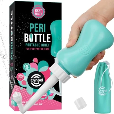 Abbildung von Cynpel Mobiles Bidet für das Wochenbett 350ml Hand Intimdusche &amp; Po Dusche die Frau mit Praktischer Zubehör Tasche in Blau