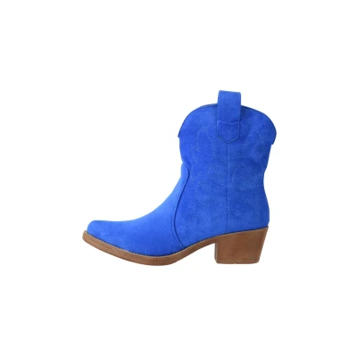 Abbildung von Elara Damen Stiefeletten Cowboy Boots Chunkyrayan 301 A31SZ Sapphire Blau Suede 39