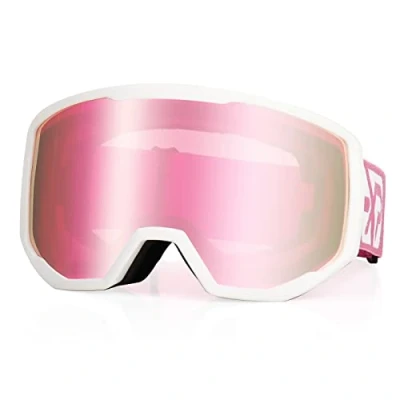 Abbildung von EXP VISION Skibrille für Damen und Herren, Snowboard Brille Schneebrille OTG 100% UV Schutz brillenträger, Anti Nebel Ski Goggles (Kirsche)