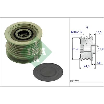 Abbildung von INA 535 0234 10 Freilauf Lichtmaschine 41,3 Spezialwerkzeug zur Montage notwendig OPEL: Astra H Caravan, Vectra C Saloon, Zafira B