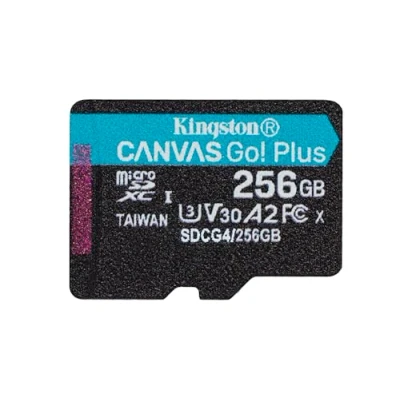 Abbildung von Kingston Canvas Go Plus microSDXC Speicherkarte Gen4 200MB/s A2 U3 V30 256GB Einzelpaket ohne ADP SDCG4/256GBSP