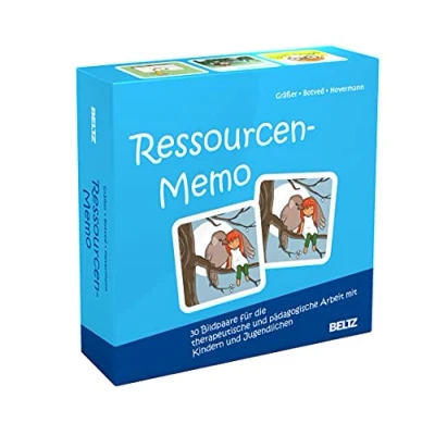 Abbildung von Ressourcen Memo: 30 Bildpaare für die therapeutische und pädagogische Arbeit Mit Kindern Jugendlichen. 16 seitigem Booklet in stabiler Box, Kartenformat 6,5 x cm. (Beltz Therapiespiele)