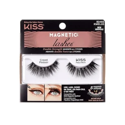 Abbildung von KISS Magnetic Lash Collection 1 Paar Magnetwimpern, Crowd Pleaser, wiederverwendbare synthetische falsche Wimpern mit 5 Magneten doppelter Stärke