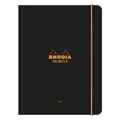 Abbildung von Rhodia 118969C Notizbuch Unlimited (DIN A5+, 16 x 21 cm, 60 Blatt, 80 g, dot, elegant und praktisch) 1 Stück schwarz