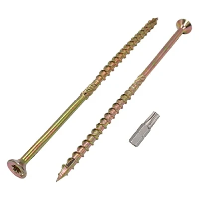 Abbildung von Marcopol 6 Stück gelb verzinkter Stahl 6,0 x 200 mm Holzschrauben Torx Kopf Typ 17 Senkkopf Spanplattenschrauben (6, mm)