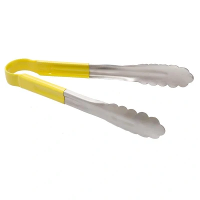Abbildung von HENDI Servierzange 25 cm Edelstahl PVC Kunststoff Griff gelb, Gastro Allweckzange Salatzange