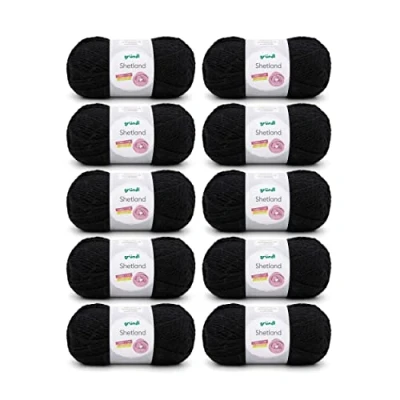 Abbildung von Gründl Shetland Wolle (modisches und weiches Strickgarn aus 80% Polyacryl 20% Wolle, 100 g / 170 m, Nadelstärke: 7 8, 10 x g), Schwarz