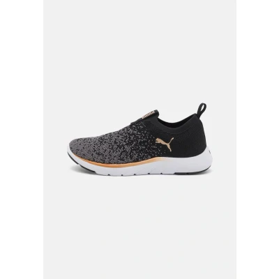 Abbildung von PUMA Damen Softride Remi Slip on Knit Wn&#039;s Road Running Shoe, Black Gold Cool Dark Gray, 41 EU