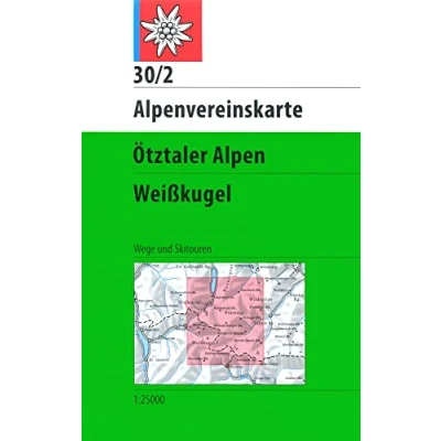 Abbildung von Ötztaler Alpen, Weißkugel: Topographische Karte 1:25.000 mit Wegmarkierungen und Skirouten: Wege Skitouren. (Alpenvereinskarten)