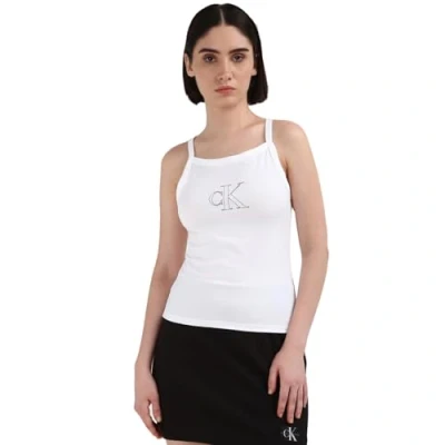 Abbildung von Calvin Klein Jeans Outlined Strappy TANK Top, Damen, Größe: XS, Bright white