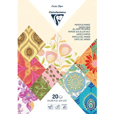 Abbildung von Clairefontaine 95097C Block verleimt mit 20 Bögen Papier aus aller Welt (21 x 29,7 cm, geeignet für Scrapbooking) 1 Pack orange