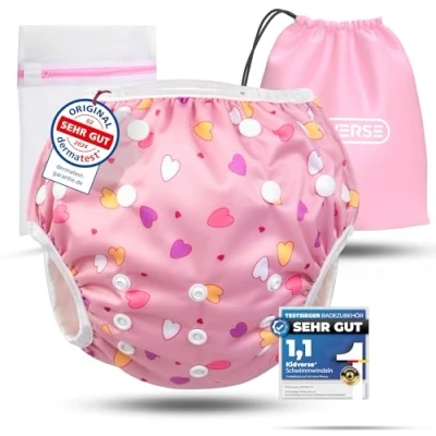 Abbildung von KIDVERSE Schwimmwindel Baby 0 3 Jahre Hautfreundliche Schwimmwindeln wiederverwendbar &amp; saugstark inklusive Tragetasche Wäschenetz Größenverstellbare